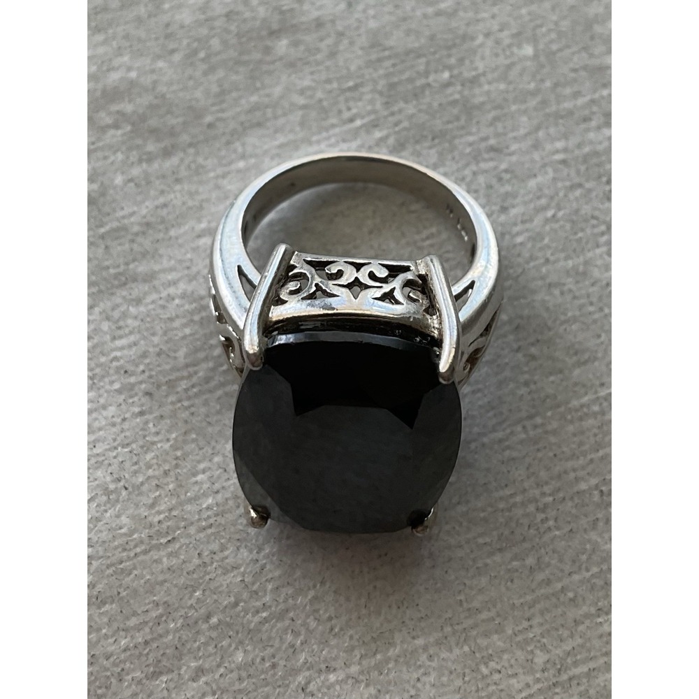 925 Sterling Silver Faceted Gemstone Ring Size 5.75 Large Chunky Vintage